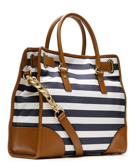 michael kors hamilton navy blue white stripe|Michael Kors Hamilton Blue Bags & Handbags for Women.